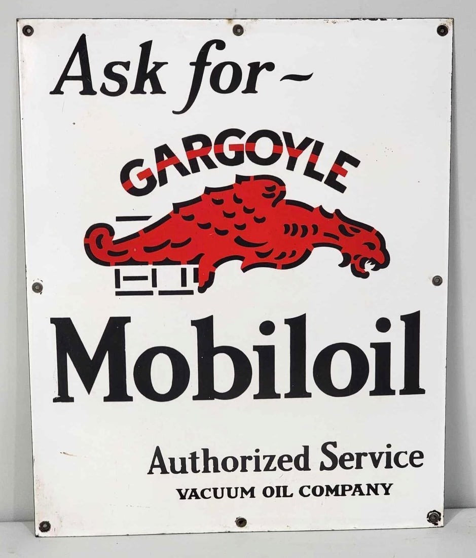 Ask for Gargoyle Mobiloil Authorized Service Porcelain Sign (TAC) (1 of 3)