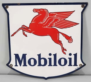 Mobiloil w/Pegasus Porcelain Sign (TAC)