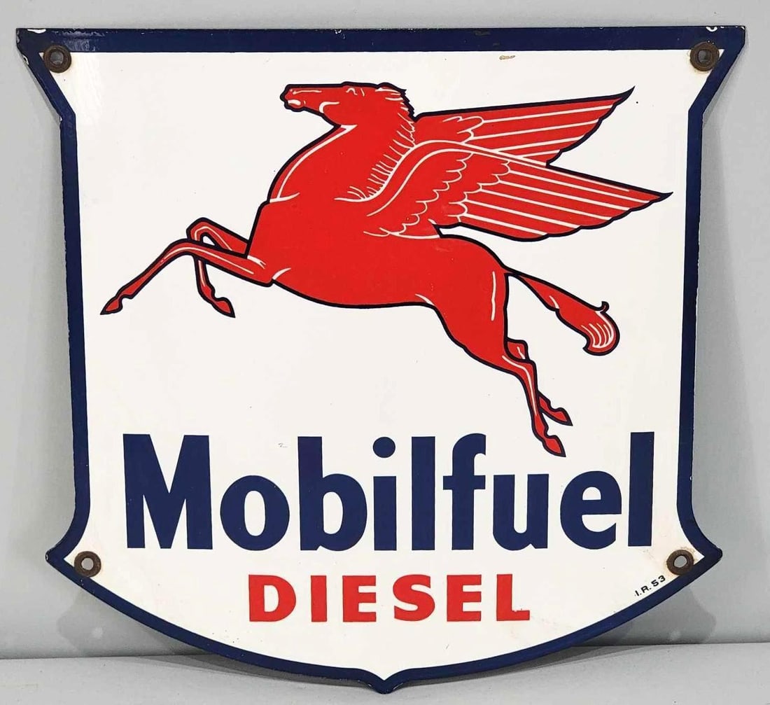 Mobilfuel Diesel w/Pegasus Porcelain Pump Sign (TAC) (1 of 5)
