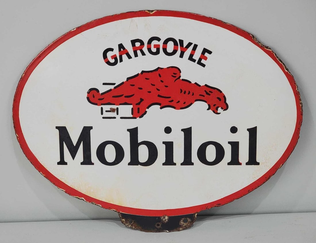 Mobiloil w/Gargoyle Porcelain Globe Sign (TAC) (1 of 5)