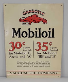 Gargoyle Mobiloil 30¢ 35¢ Metal Sign (TAC)
