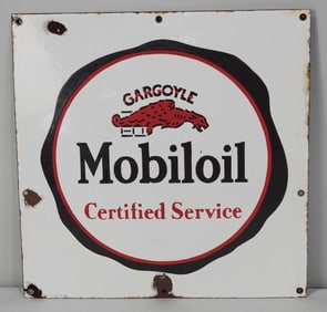 Mobiloil w/Gargoyle Certified Service Porcelain Sign (TAC)