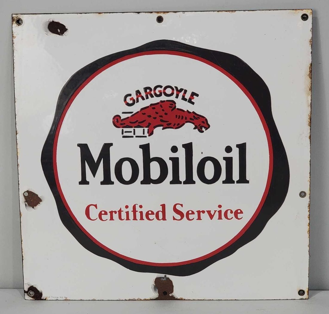 Mobiloil w/Gargoyle Certified Service Porcelain Sign (TAC) (1 of 5)
