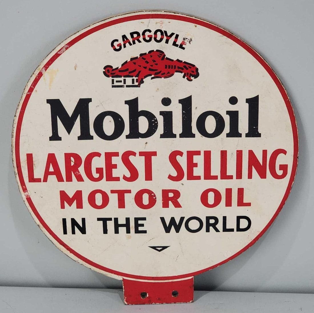Mobiloil w/Gargoyle "Largest Selling Motor Oil in the world" Masonite Sign (TAC) (1 of 3)