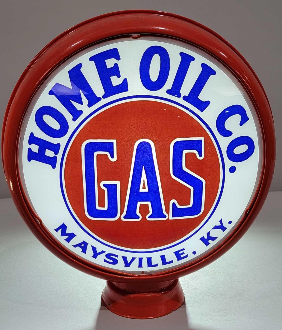 Home Oil Co. "GAS" Maysville, Ky. 15" Single Globe Lens (TAC) (1 of 2)