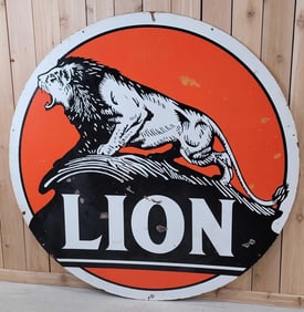 60" Lion (standing on rock) Porcelain Identification Sign (TAC)