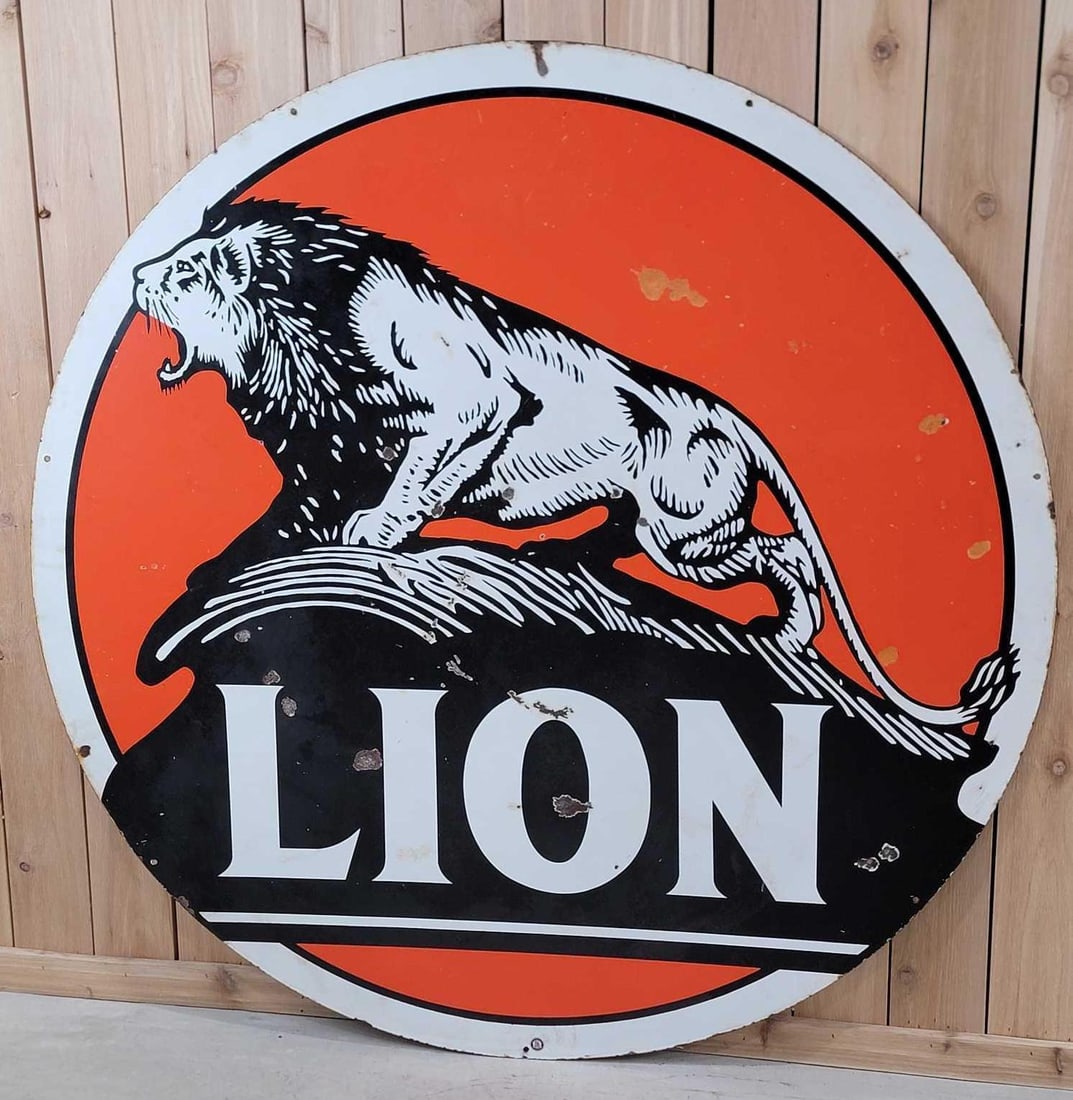 60" Lion (standing on rock) Porcelain Identification Sign (TAC) (1 of 7)