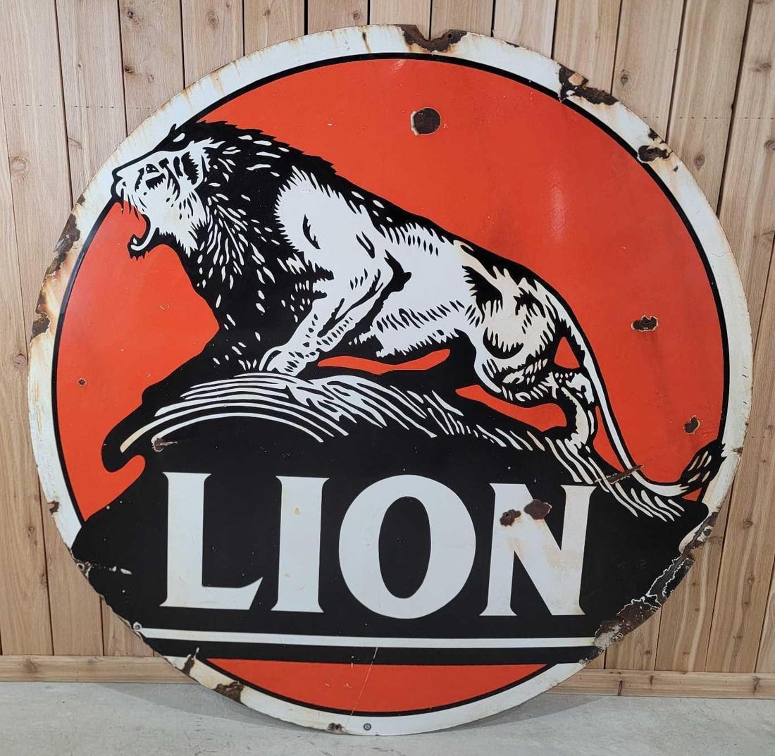 72" Lion (standing on rock) Porcelain Identification Sign (TAC) (1 of 5)