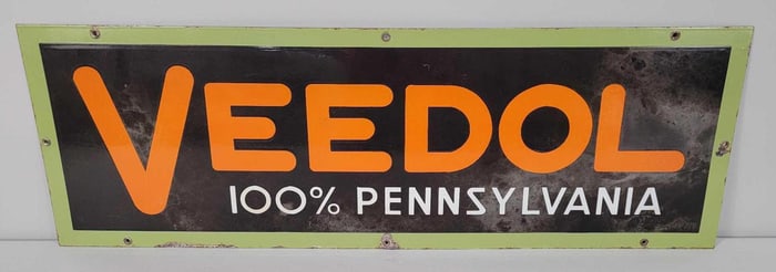 Veedol 100% Pennsylvania Porcelain Sign (TAC)