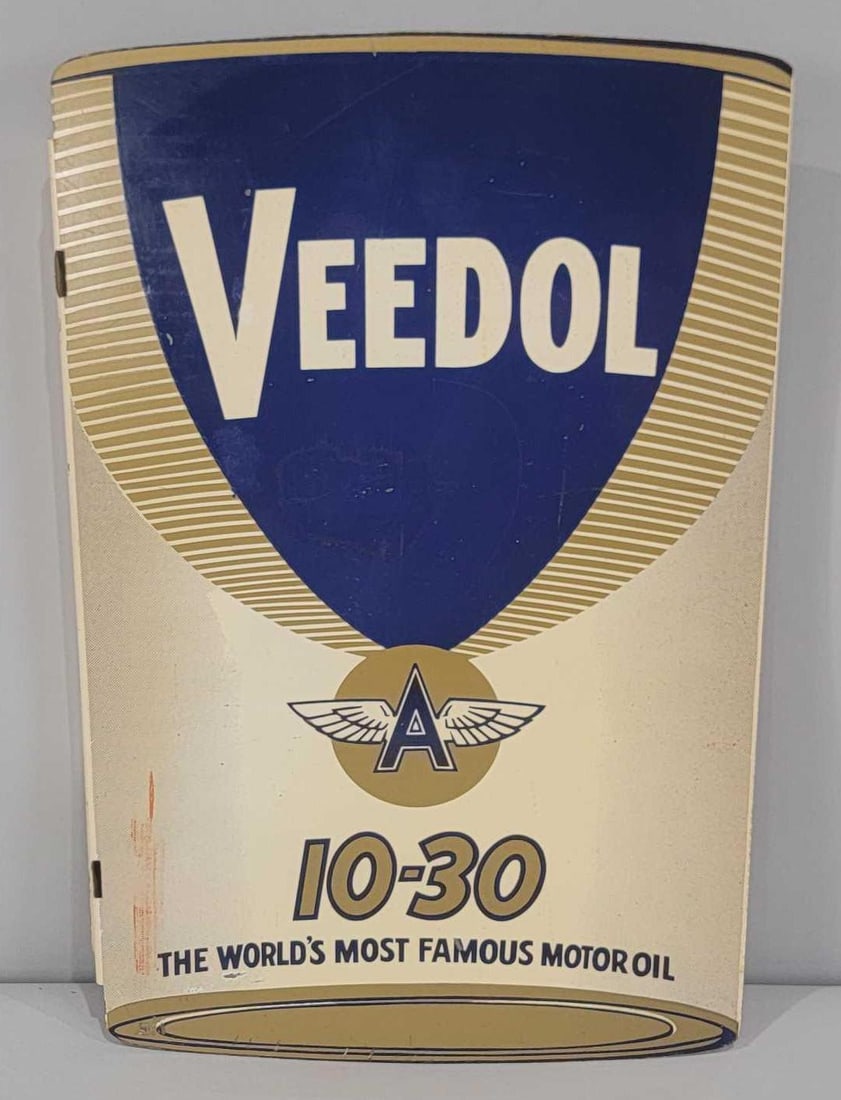 Veedol w/Logo 10-30 Motor Oil Metal Flange Sign (TAC) (1 of 8)