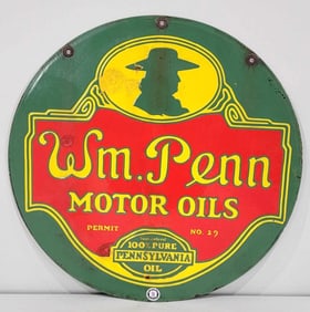 Wm. Penn Motor Oils w/Logo Porcelain Sign (TAC)