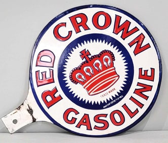 Red Crown Gasoline Porcelain Paddle Sign (TAC)