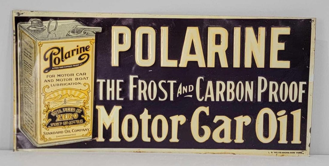 Polarine Motor Car Oil w/Image of Can Metal Sign (TAC) (1 of 5)