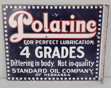 Rare Standard Oil Co. Nebraska Polarine 4-Grades Porcelain Sign (TAC)