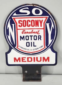 Socony Parabase Motor Oil Medium Porcelain Paddle Sign (TAC)