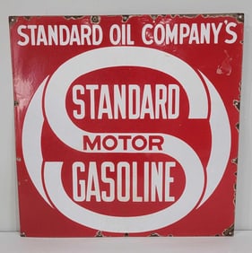 Standard Motor Gasoline w/Logo Porcelain Sign (TAC)
