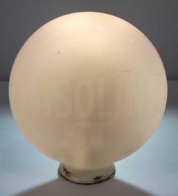 Small Large "G" Gasoline OPE Milk Glass Globe w/4" base (TAC)