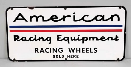 American Racing Equipment Racing Wheels Sold Here Porcelain Sign (TAC)