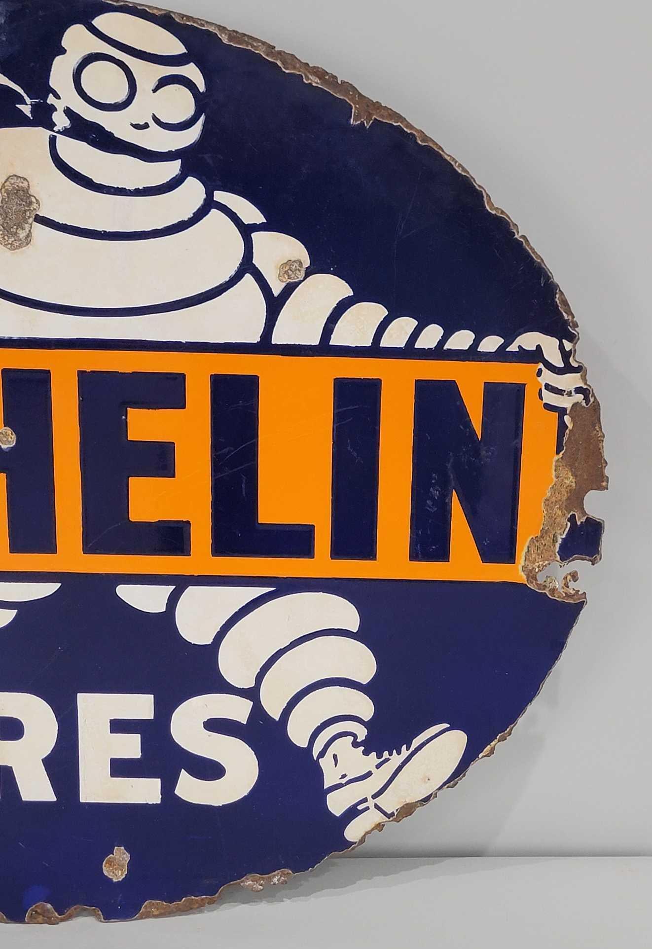 Michelin W/bibendum Smoking Porcelain Flange Sign (tac) Auction