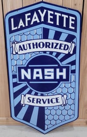 Nash LaFayette Authorized Service w/Fish Scale Logo Porcelain Sign (TAC)