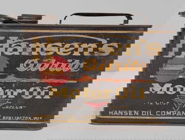 Hansens Oilrite Motor Oil w/Independent Logo Half-Gallon Flat Metal Can
