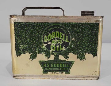 Goodell Auto Oil w/Logo Half-Gallon Metal Can