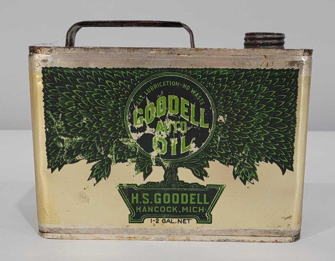 Goodell Auto Oil w/Logo Half-Gallon Metal Can (1 of 5)