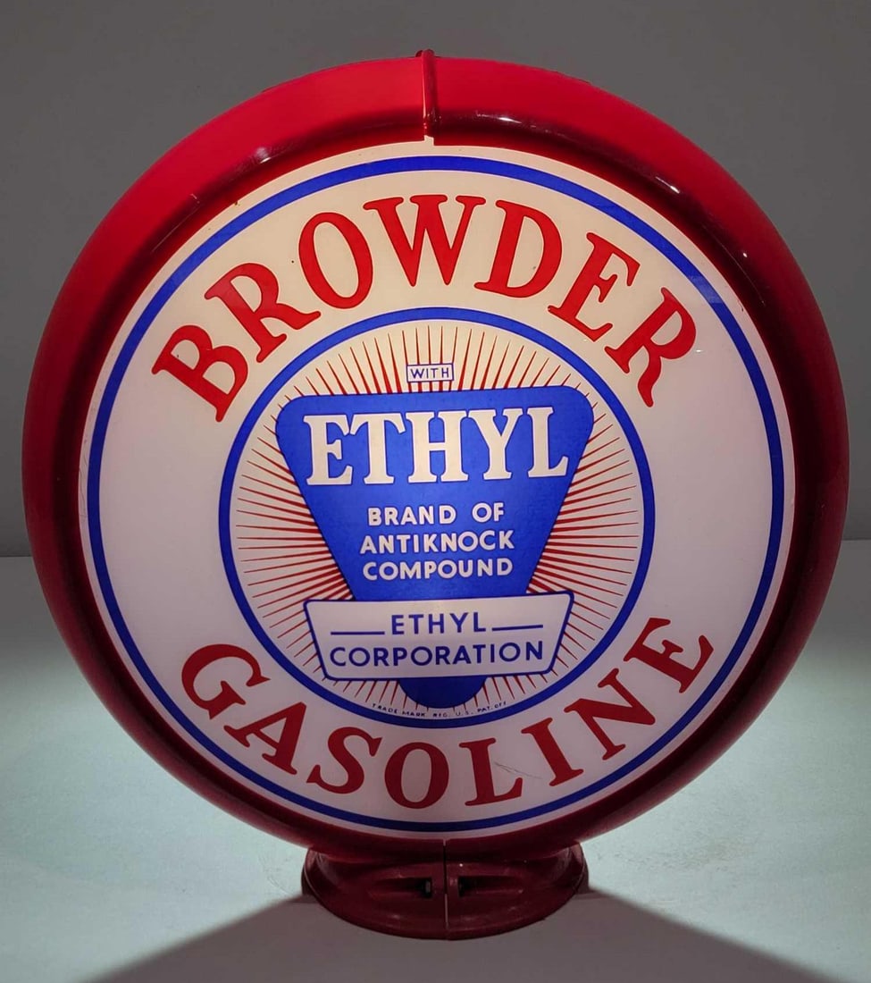 Browder Gasoline w/Ethyl Logo 13.5" Globe Lenses (TAC) (1 of 2)