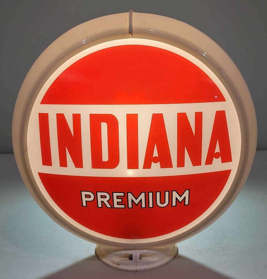Indiana Premium (gasoline) 13.5" Single Globe Lens (TAC): rated 9.5, 13.5"D., the single lens is in excellent condition, reverse has a frosted lens, mounted in a new Capco globe body. TAC #025643