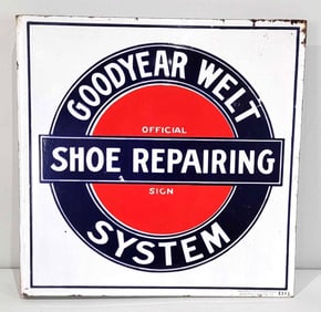 Goodyear Welt System Shoe Repairing Porcelain Flange Sign (TAC)