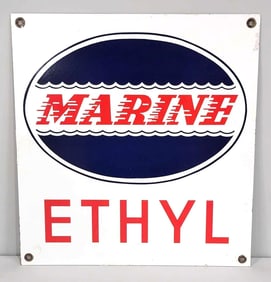 Marine (gasoline) Ethyl Porcelain Pump Sign (TAC)