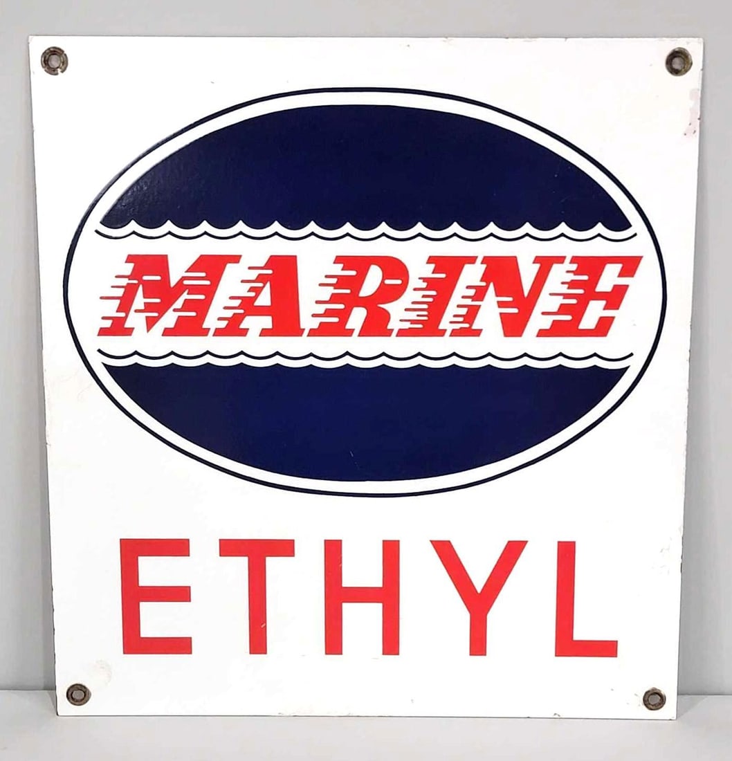 Marine (gasoline) Ethyl Porcelain Pump Sign (TAC) (1 of 5)