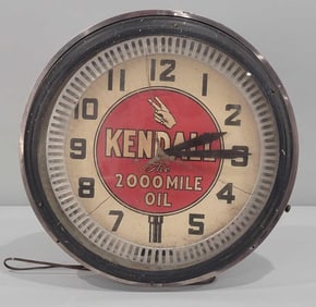 Kendall w/The 2000 Mile Oil Logo Neon Motion Clock