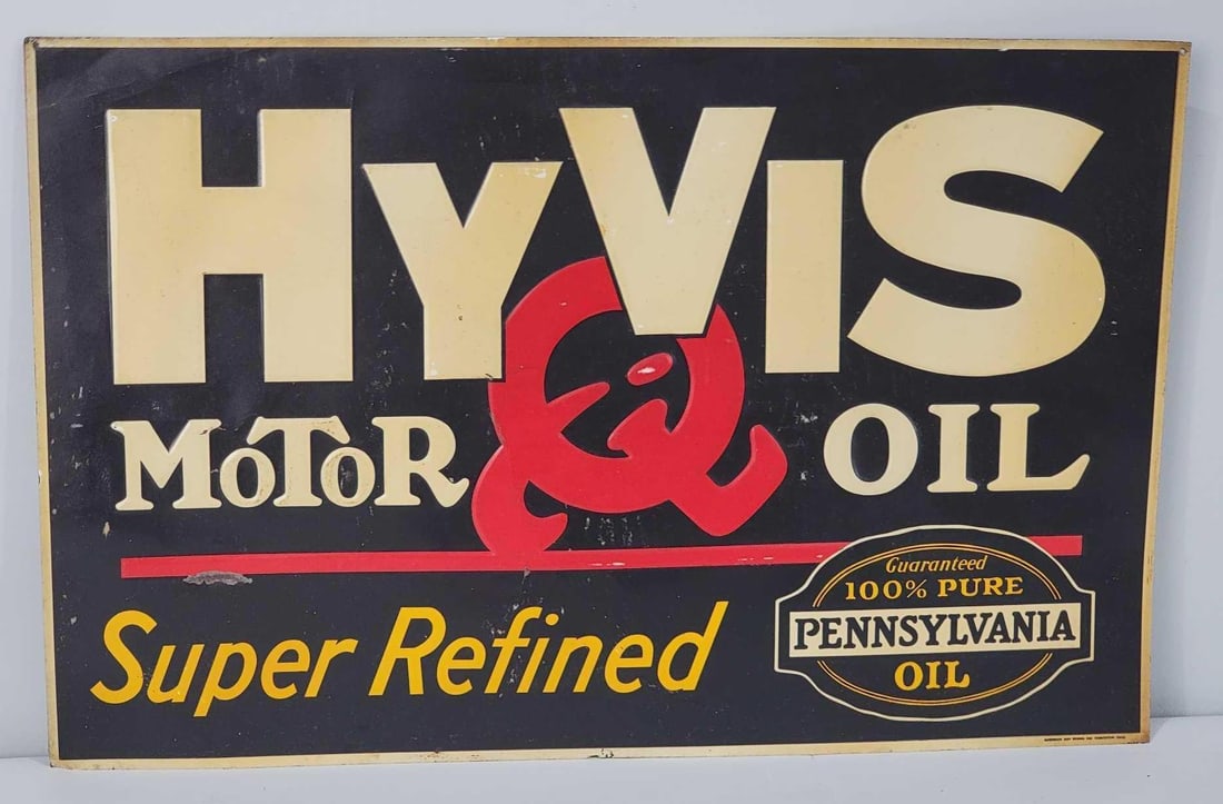 HyVis Motor Oil "Super Refined" w/Logo Metal Tacker Sign (TAC) (1 of 5)