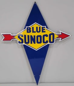 Blue Sunoco w/Arrow Porcelain Pump Sign (TAC)