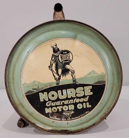 Nourse Guaranteed Motor Oil w/Viking Logo Five Gallon Rocker Can