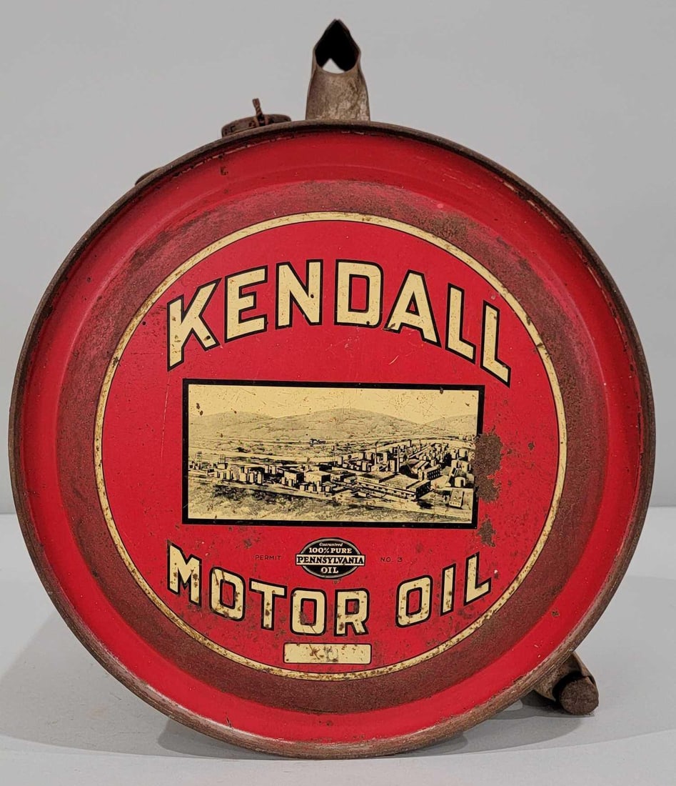 Kendall Motor Oil w/Refinery Scene Five Gallon Rocker Can (1 of 2)