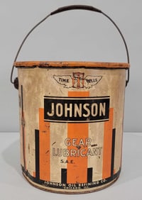 Johnson w/Time Tells Logo 25 lb Metal Grease Can