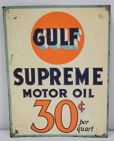 Gulf Supreme Motor Oil 30¢ Metal Sign (TAC)