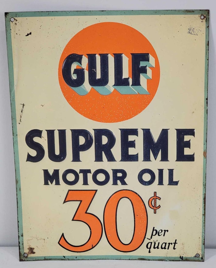 Gulf Supreme Motor Oil 30¢ Metal Sign (TAC) (1 of 3)