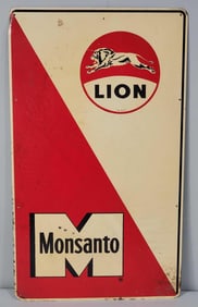 Lion Monsanto w/Leaping Lion Logo Metal Pump Sign (TAC)