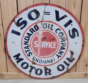 Standard Oil ISO=VIS Motor Oil w/Logo Porcelain Sign (TAC)