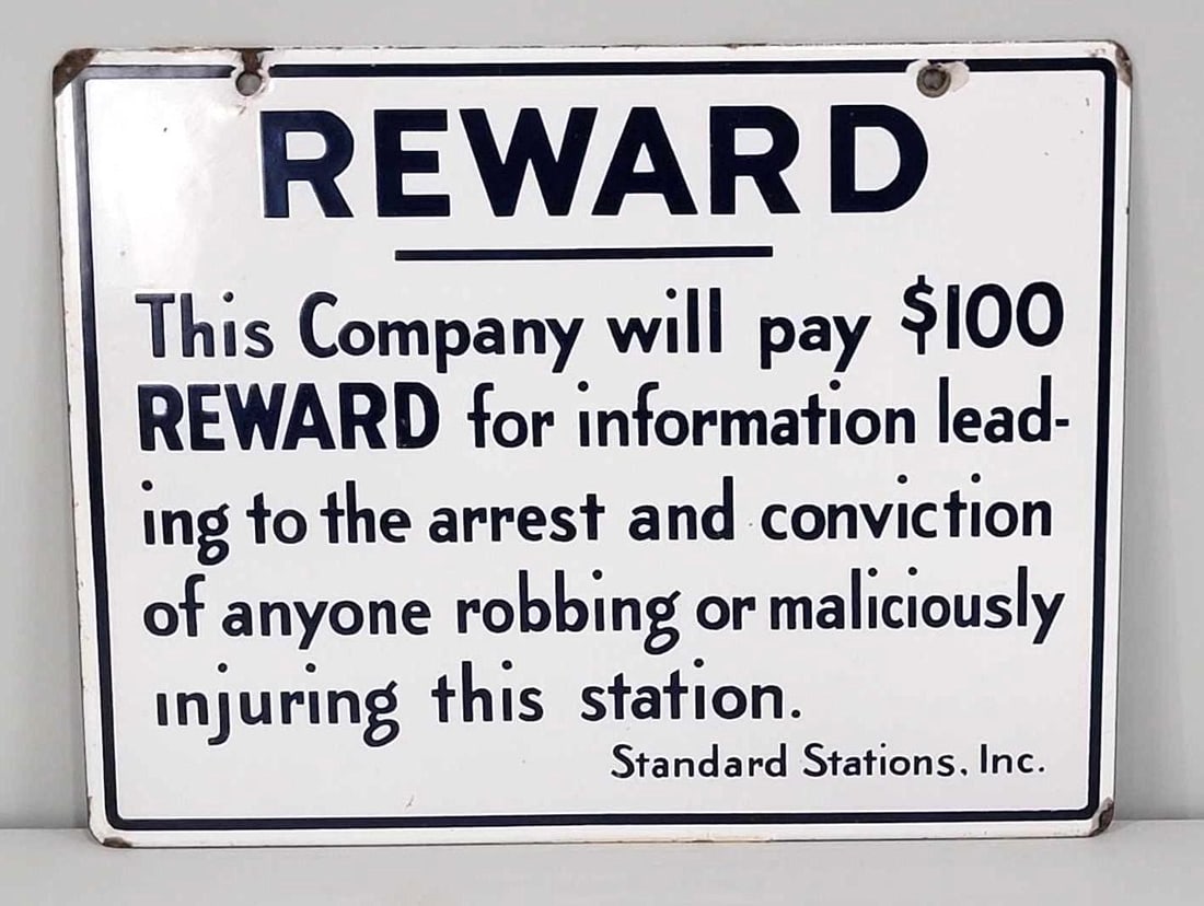 Standard Stations, Inc "Reward" Porcelain Sign (TAC) (1 of 5)