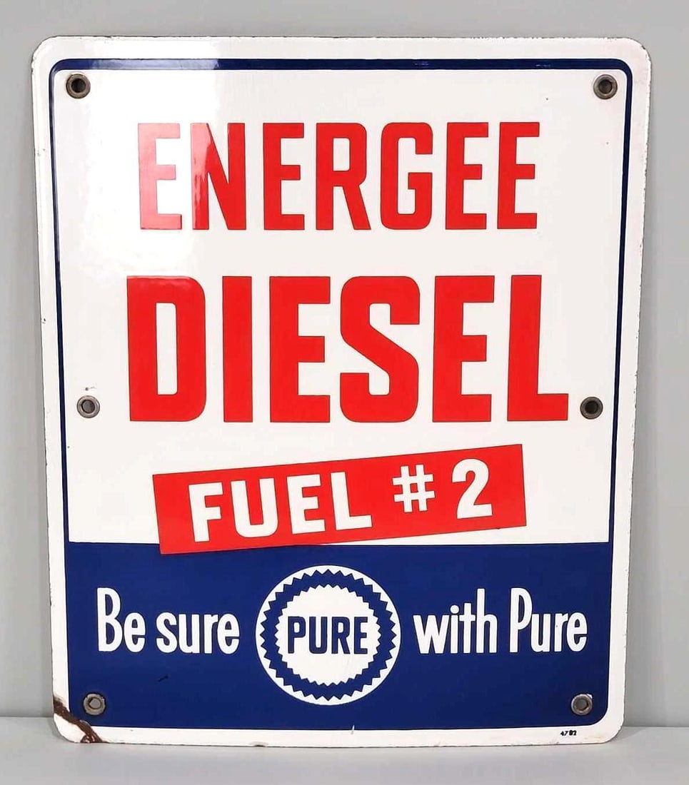 Pure Eneree Diesel Fuel #2 Porcelain Pump Sign (TAC) (1 of 5)