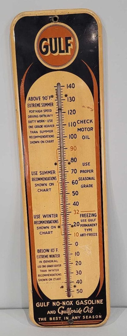 Gulf No-Nox Gasoline Metal Thermometer (TAC) (1 of 5)
