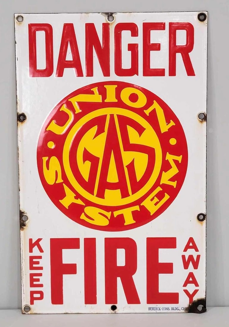 Union Gas System "Danger Fire" Porcelain Sign (TAC) (1 of 5)