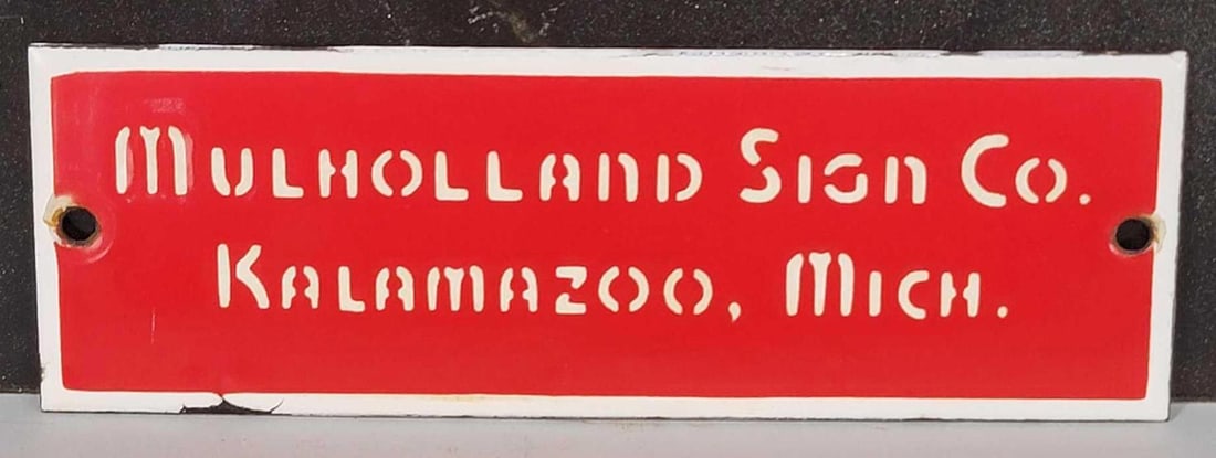 An Original Mulholland Sign Co. Porcelain Sign Marker (TAC) (1 of 2)