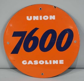 Union 7600 Gasoline Porcelain Pump Sign (TAC)