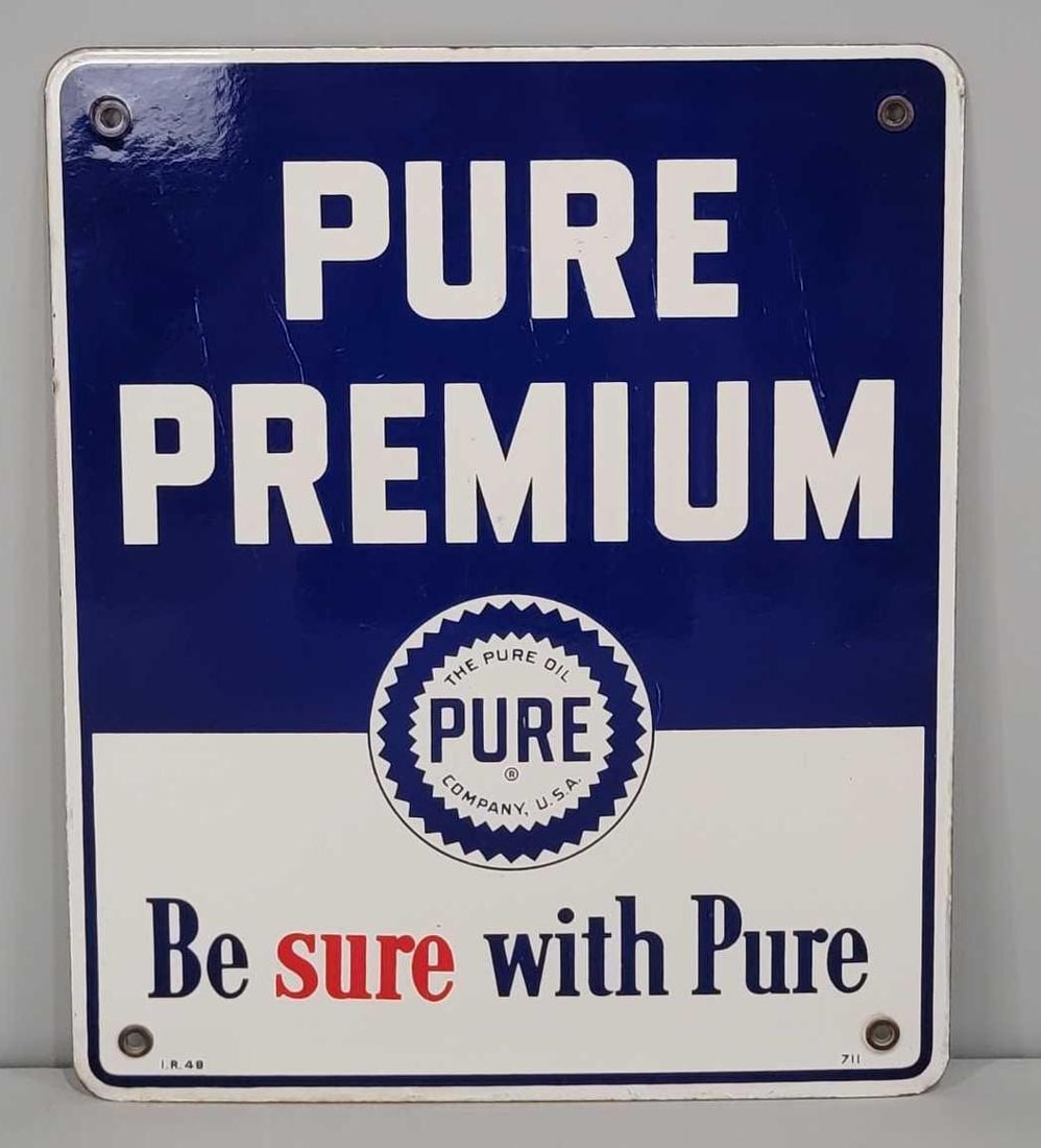Pure Premium w/Logo Porcelain Pump Sign (1 of 5)