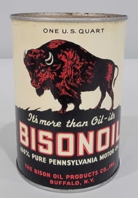 Bisonoil w/Buffalo Logo One-Quart Round Metal Can